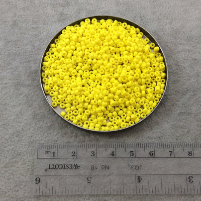 Size 8/0 Glossy Finish Opaque Yellow Genuine Miyuki Glass Seed Beads - Sold by 22 Gram Tubes (Approx. 900 Beads per Tube) - (8-9404)