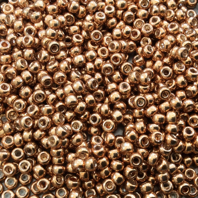 Size 8/0 Glossy Galvanized Yellow Gold Genuine Miyuki Glass Seed Beads - Sold by 22 Gram Tubes (Approx. 900 Beads per Tube) - (8-91053)