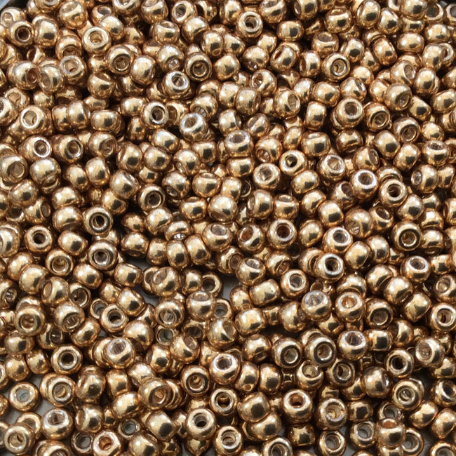 Size 8/0 Glossy Galvanized Metallic Gold Genuine Miyuki Glass Seed Beads - Sold by 22 Gram Tubes (Approx. 900 Beads per Tube) - (8-91052)