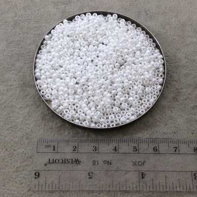 Size 8/0 Glossy Finish Ceylon White Genuine Miyuki Glass Seed Beads - Sold by 22 Gram Tubes (Approx. 900 Beads per Tube) - (8-9528)