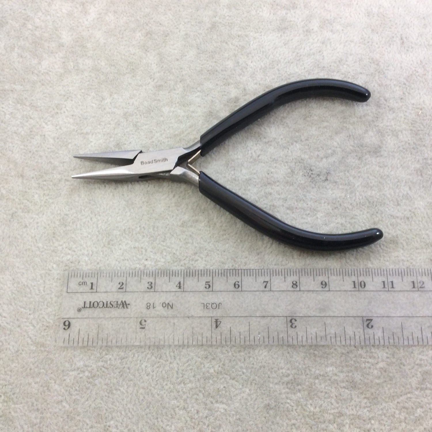 4.5" Beadsmith Super-fine Chain Nosed Polished Steel Pliers with PVC Comfort Grips - Slim Line Economy Jewelry-Making Tool - (PL650)