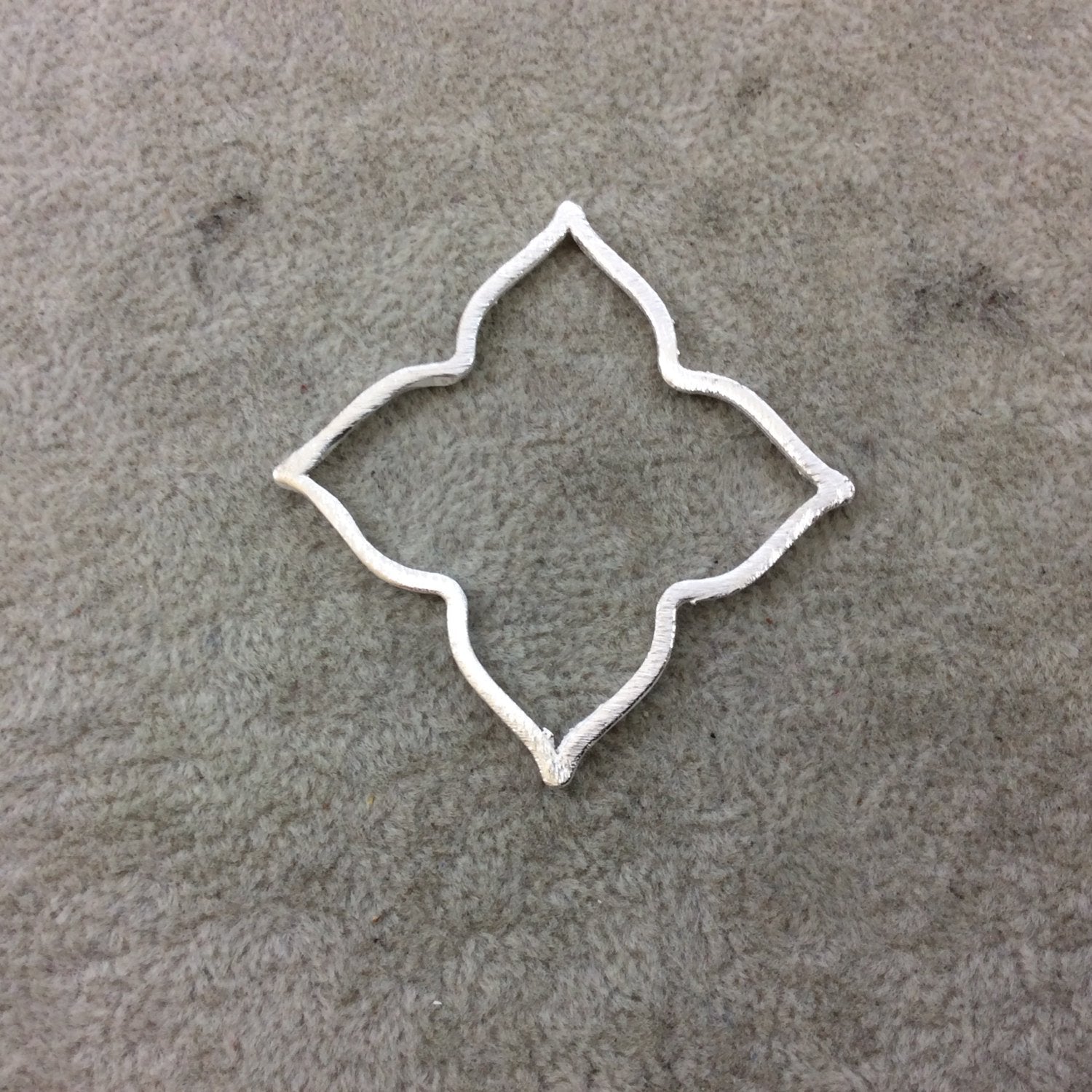 Silver Brushed Finish Large Sized Pointed Star/Flower Open Pendant Components - Measuring 49mm x 49mm - Sold in Packs of 10 (253-SV)