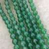 12mm Smooth Dyed Bright Green Agate Round/Ball Shaped Beads with 1mm Holes - Sold by 15" Strands (Approx. 33 Beads) - High Quality Gemstone