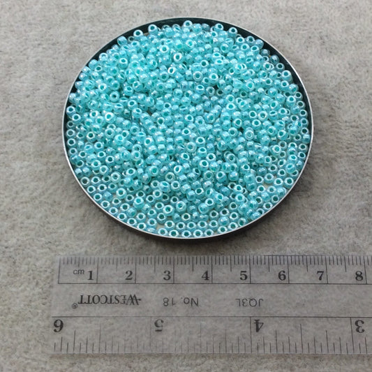 Size 8/0 Glossy Finish Ceylon Turquosie Genuine Miyuki Glass Seed Beads - Sold by 22 Gram Tubes (Approx. 900 Beads per Tube) - (8-9536)