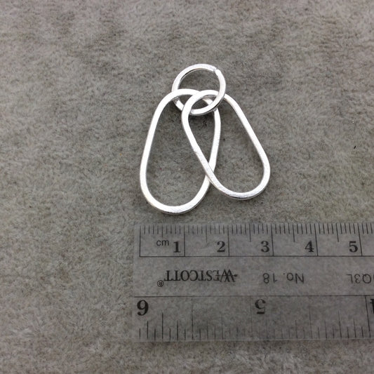 Medium Silver Plated Copper Double Oblong Oval/Ring Shaped Components - Measuring 16mm x 29mm, 14mm Circle - Sold in Packs of 10 (280-SV)
