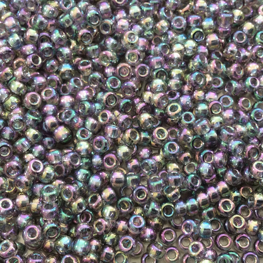 Size 8/0 Glossy Finish Trans. Gray Iris Genuine Miyuki Glass Seed Beads - Sold by 22 Gram Tubes (Approx. 900 Beads per Tube) - (8-92440)