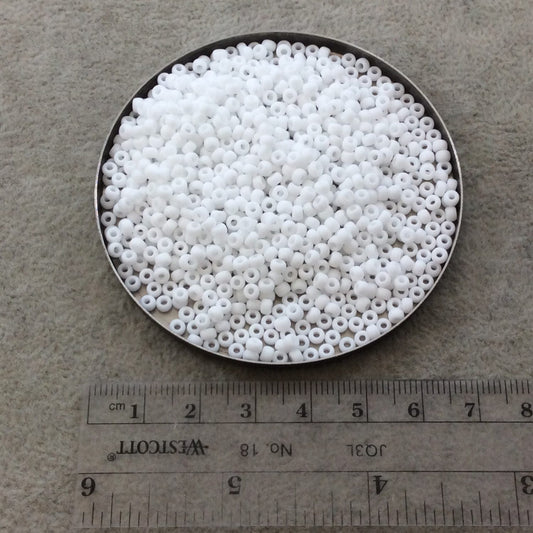 Size 8/0 Matte Finish Opaque White Genuine Miyuki Glass Seed Beads - Sold by 22 Gram Tubes (Approx. 900 Beads per Tube) - (8-9402F)