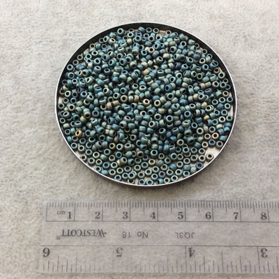 Size 8/0 Matte AB Finish Opaque Teal Green Genuine Miyuki Glass Seed Beads - Sold by 22 Gram Tubes (Approx. 900 Beads per Tube) - (8-92008)
