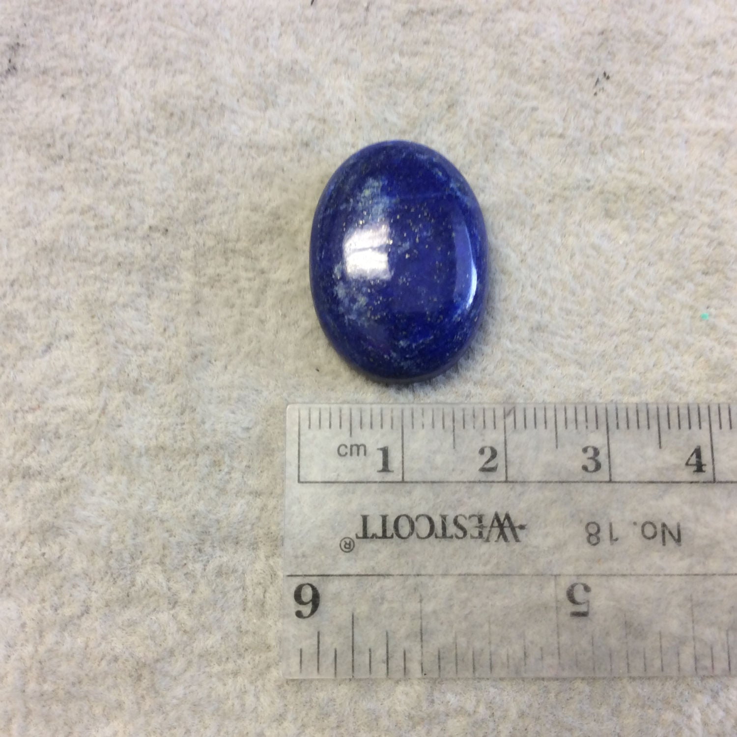 Lapis Lazuli with Pyrite Oblong Oval Shaped Flat Back Cabochon - Measuring 18mm x 24mm, 6.5mm Dome Height - Natural High Quality Gemstone