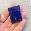 Lapis Lazuli with Pyrite Rectangle Shaped Flat Back Cabochon - Measuring 30mm x 39mm, 8mm Side Height - Natural High Quality Gemstone
