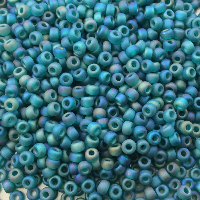 Size 8/0 Matte AB Finish Trans. Emerald Genuine Miyuki Glass Seed Beads - Sold by 22 Gram Tubes (Approx. 900 Beads per Tube) - (8-9147FR)