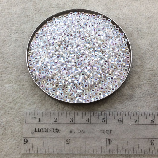 Size 8/0 Glossy AB Silver Lined Crystal Genuine Miyuki Glass Seed Beads - Sold by 22 Gram Tubes (Approx 900 Beads per Tube) - 8-91001)
