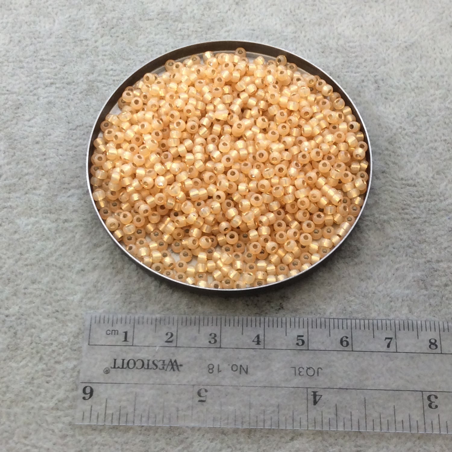 Size 8/0 Silver Lined Alabaster Yellow/Orange Genuine Miyuki Glass Seed Beads - Sold by 22 Gram Tubes (Approx 900 Beads per Tube) - (8-9552)