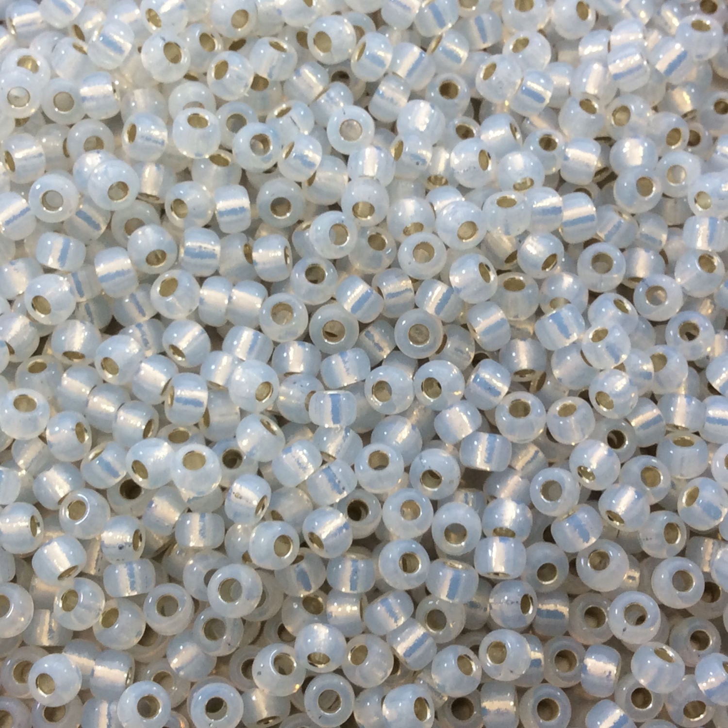 Size 8/0 Silver Lined Alabaster White Opal Genuine Miyuki Glass Seed Beads - Sold by 22 Gram Tubes (Approx. 900 Beads per Tube) - (8-9551)