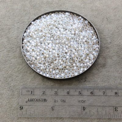 Size 8/0 Silver Lined Alabaster White Opal Genuine Miyuki Glass Seed Beads - Sold by 22 Gram Tubes (Approx. 900 Beads per Tube) - (8-9551)