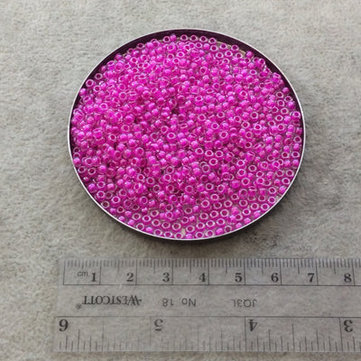 Size 8/0 Glossy Finish Fuchsia Lined Crystal Genuine Miyuki Glass Seed Beads - Sold by 22 Gram Tubes (Approx. 900 Beads/Tube) - (8-9209)