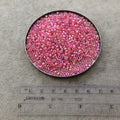 Size 8/0 Glossy AB Finish Hot Pink Lined Crystal Genuine Miyuki Glass Seed Beads - Sold by 22 Gram Tubes (Approx. 900 Beads/Tube) - (8-9355)