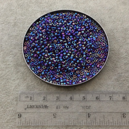 Size 8/0 Glossy AB Finish Purpled Lined Amethyst Genuine Miyuki Glass Seed Beads - Sold by 22 Gram Tubes (Approx. 900 Beads/Tube) - (8-9356)