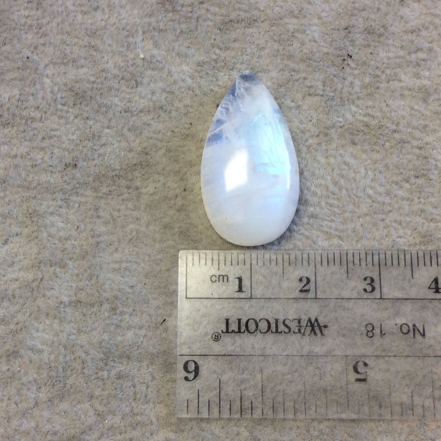 OOAK Single AAA Teardrop Shaped Aqua Moonstone Flat Back Cabochon - Measuring 16mm x 29mm, 6.5mm Dome Height - Gemstone Cab (Batch B)