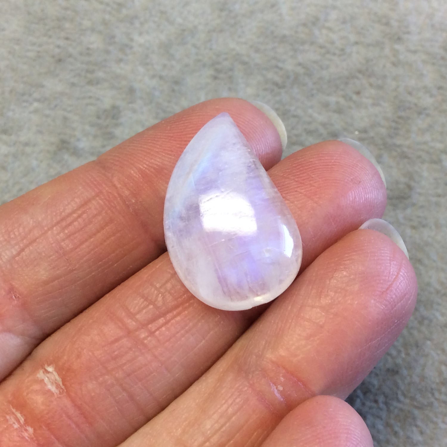 OOAK Single AAA Curved Tear Shaped Blue Moonstone Flat Back Cabochon - Measuring 17mm x 27mm, 7mm Dome Height - Gemstone Cab (Batch B)