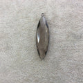 Gunmetal Plated Faceted Smoky Brown Hydro (Lab Created) Quartz Marquise Shaped Bezel Pendant - Measuring 13mm x 45mm - Sold Individually