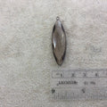 Gunmetal Plated Faceted Smoky Brown Hydro (Lab Created) Quartz Marquise Shaped Bezel Pendant - Measuring 13mm x 45mm - Sold Individually