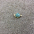Gold Plated Natural Amazonite Faceted Hexagon Shaped Copper Bezel Connector/Link - Measures 10mm x 10mm - Sold Individually, Random