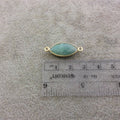 Gold Plated Natural Amazonite Faceted Marquise Shaped Copper Bezel Connector/Link - Measures 10mm x 20mm - Sold Individually, Random