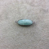 Gunmetal Plated Natural Amazonite Faceted Oblong Oval Shaped Copper Bezel Connector/Link - Measures 10mm x 25mm - Sold Individually, Random