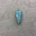 Gunmetal Plated Natural Amazonite Faceted Inverted Triangle Shaped Copper Bezel Pendant - Measures 12mm x 30mm - Sold Individually, Random