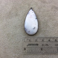 Gunmetal Plated Natural Dendritic Opal Faceted Teardrop Shaped Copper Bezel Pendant - Measures 21mm x 43mm - Sold Individually, Random