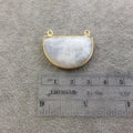 Gold Plated Natural Moonstone Faceted Half Moon Shaped Copper Bezel Pendant - Measures 30mm x 20mm - Sold Individually, Randomly Chosen