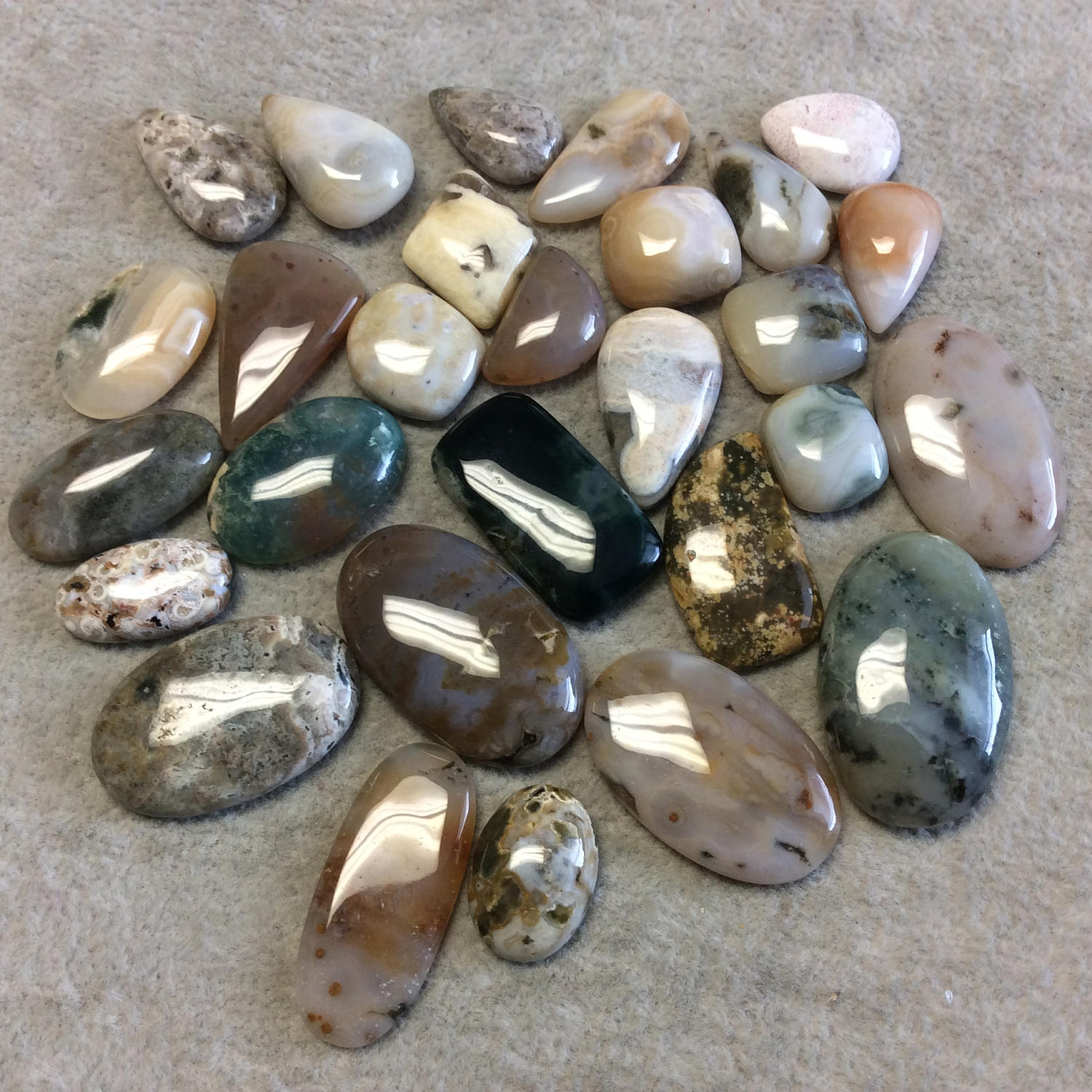 Single OOAK Natural Ocean Jasper Freeform Diamond Shaped Flat Back Cabochon - Measuring 14mm x 16mm, 4.5mm Dome Height - Quality Gemstone