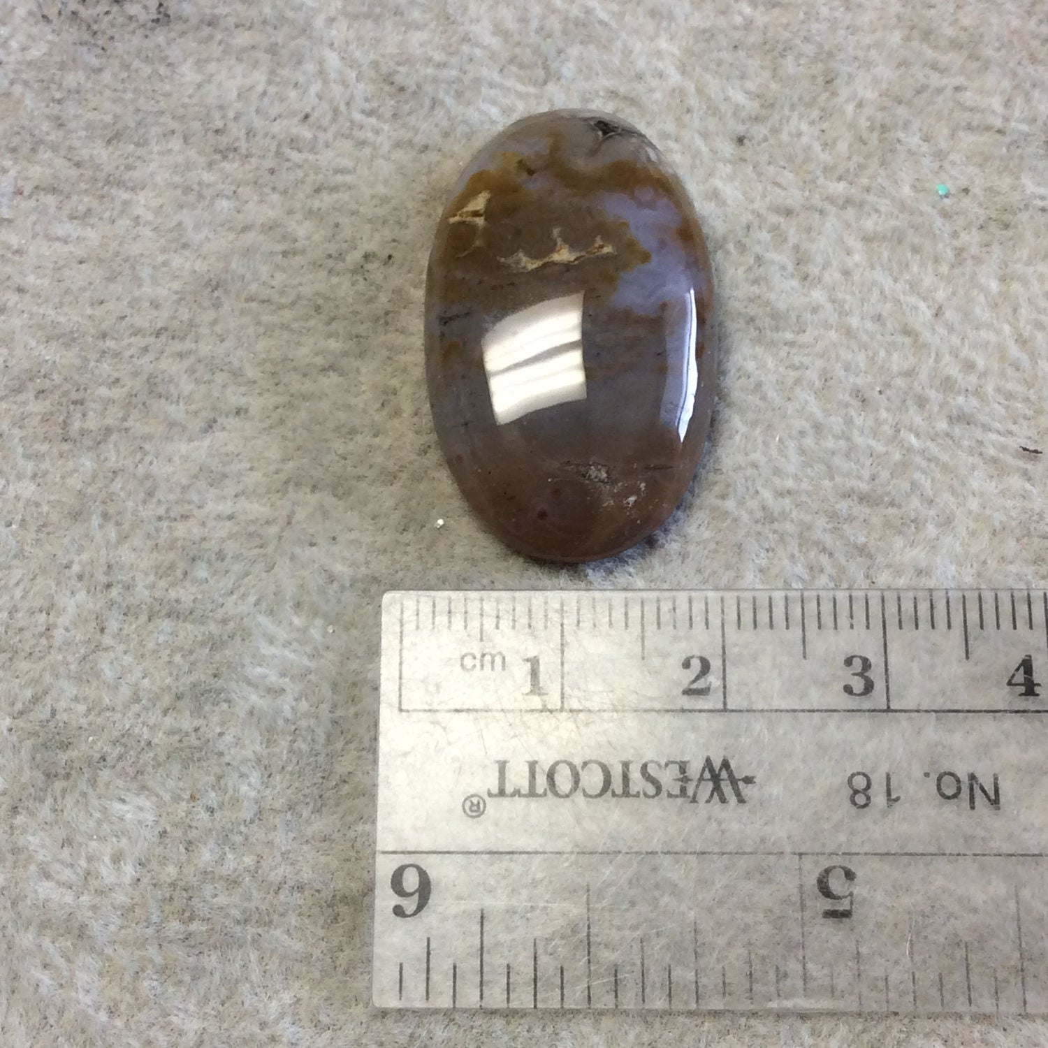 Single OOAK Natural Ocean Jasper Oblong Oval Shaped Flat Back Cabochon - Measuring 19mm x 31mm, 6mm Dome Height - Quality Gemstone