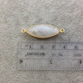 Gold Plated Natural Moonstone Faceted Marquise Shaped Copper Bezel Connector - Measures 13mm x 31mm - Sold Individually, Randomly Chosen