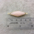 Gold Plated Natural Mixed Rhodonite Faceted Diamond Shaped Copper Bezel Connector - Measures 13mm x 37mm - Sold Individually, Random