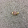 Rhodonite Bezel | Gold Plated Natural Mixed Faceted Coin Shaped Copper Bezel Connector - Measures 10mm x 10mm - Sold Individually