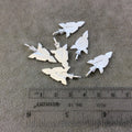 1.25" Bright Silver Plated Copper Arrow/Arrowhead Shaped Textured Charm/Pendant - Measuring 14mm x 30mm, Approx. - Sold Individually, Random