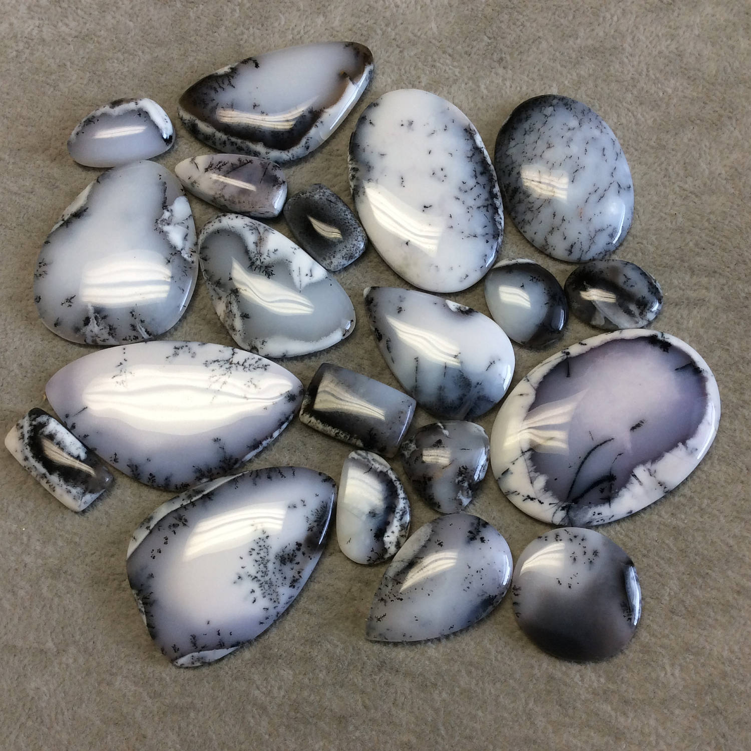 Single OOAK Natural Dendritic Opal Oblong Oval Shaped Flat Back Cabochon - Measuring 34mm x 52mm, 6mm Dome Height - High Quality Gemstone