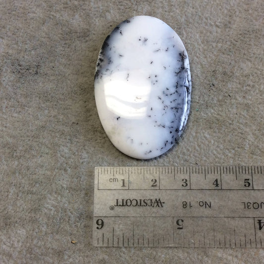 Single OOAK Natural Dendritic Opal Oblong Oval Shaped Flat Back Cabochon - Measuring 34mm x 52mm, 6mm Dome Height - High Quality Gemstone