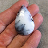 Single OOAK Natural Dendritic Opal Teardrop/Pear Shaped Flat Back Cabochon - Measuring 25mm x 39mm, 6mm Dome Height - High Quality Gemstone