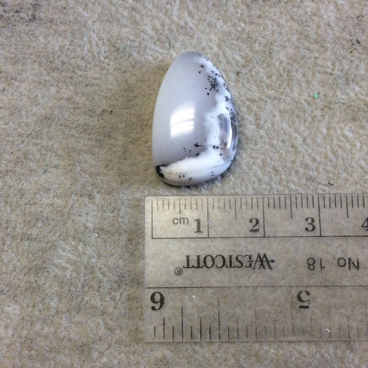 Single OOAK Natural Dendritic Opal Freeform Shaped Flat Back Cabochon - Measuring 16mm x 25mm, 6.5mm Dome Height - High Quality Gemstone