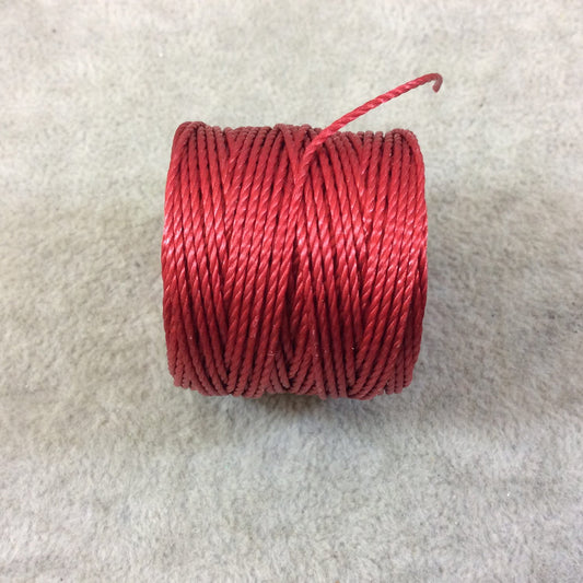 FULL SPOOL - Beadsmith S-Lon 400 Shanghai Red Nylon Macrame/Jewelry Cord - Measuring 0.9mm Thick - 35 Yards (105 Feet) - (SL400-SR)
