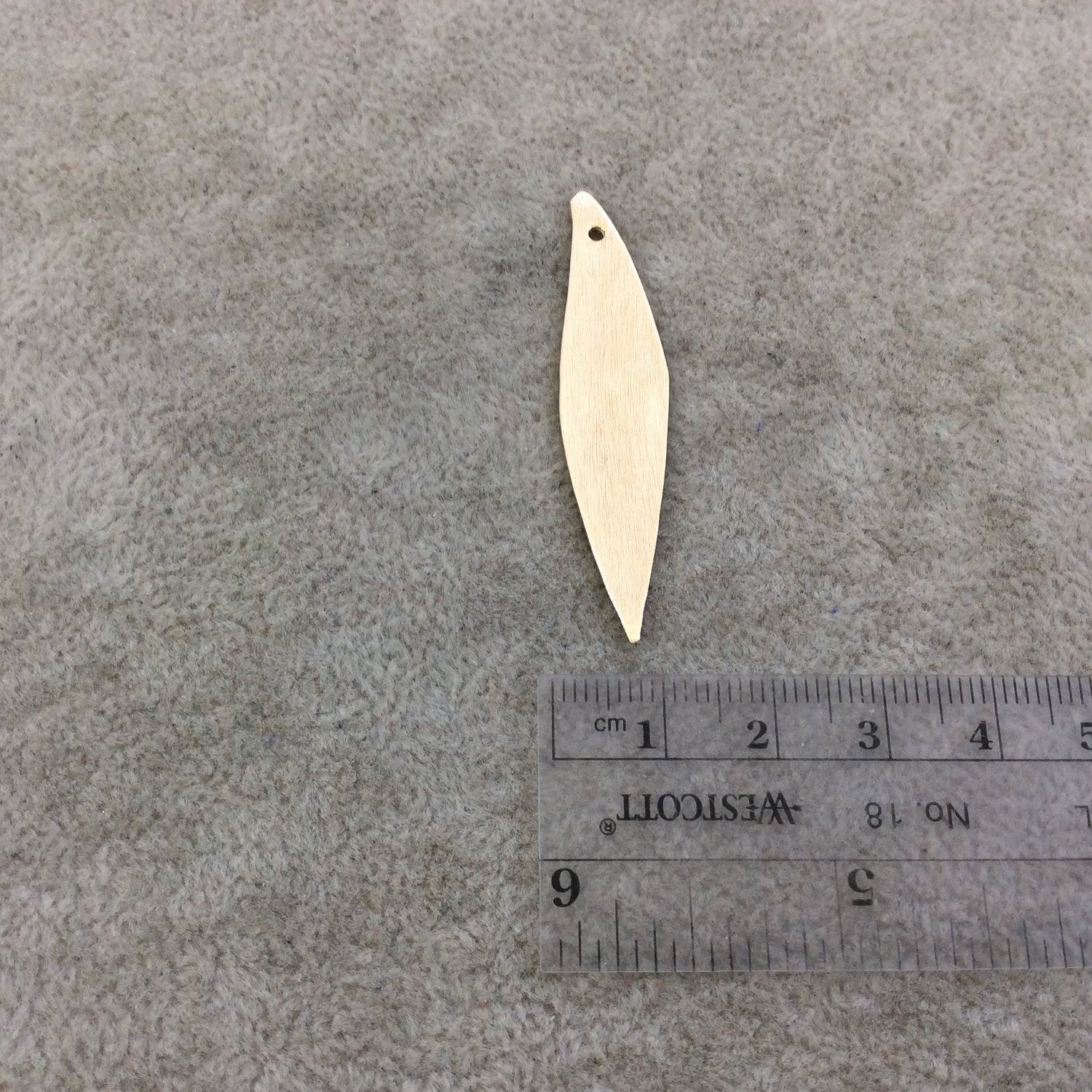 11mm x 49mm Gold Brushed Finish Blank Wavy Leaf Shaped Plated Copper Components - Sold in Pre-Counted Bulk Packs of 10 Pieces - (094-GD)