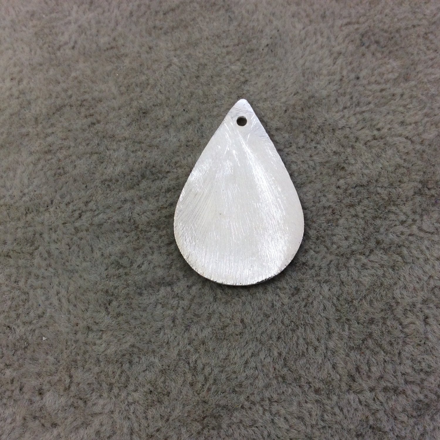 20mm x 31mm Silver Brushed Finish Blank Teardrop Shaped Plated Copper Components - Sold in Pre-Counted Bulk Packs of 10 Pieces - (128-SV)