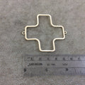 Large Sized Gold Plated Copper Open Cross/Plus Sign Shaped Connector Components - Measuring 52mm x 52mm - Sold in Packs of 10 (194-GD)