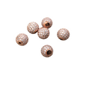 10mm Rose Gold Plated CZ Cubic Zirconia Inlaid Round/Ball Shaped Copper Bead with 2mm Holes - Sold Individually - Other Colors Available!