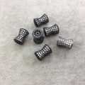 9mm x 13mm Gunmetal Plated CZ Cubic Zirconia Inlaid Flared Shaped Copper Bead with 2mm Holes - Sold Individually - Other Colors Available!