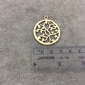 Medium Gold Plated Copper Organic Vine Cutout Circle Shaped Components - Measuring 30mm x 30mm - Sold in Packs of 10 Components (341-GD)