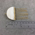 2" White/Ivory Jellyfish Shaped Natural Bone Pendant with Gold Plated Chains - Measuring 52mm x 31mm, 45mm Long Chains